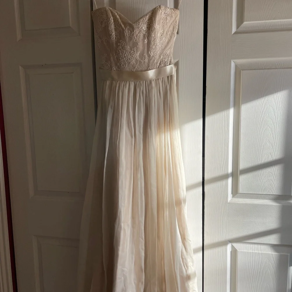 100% Pure Silk Wedding Dress Almond & Ivory Seattle Bridal Size 4 - Picture 13 of 17